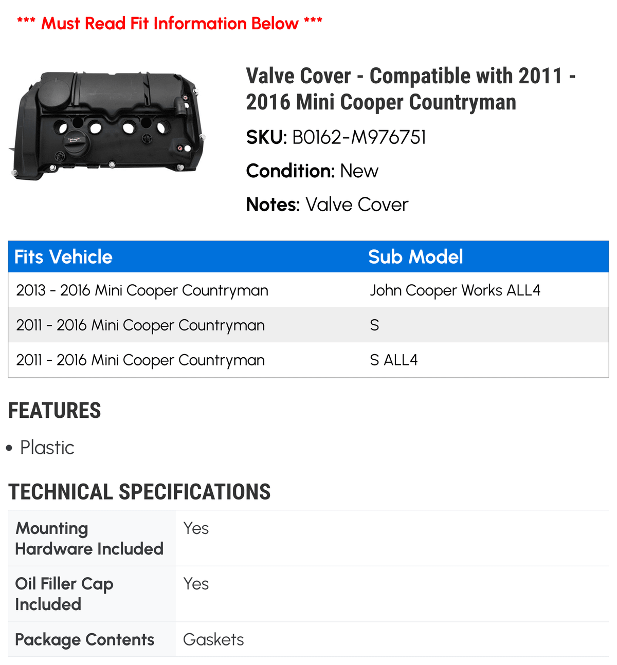 Valve Cover P629