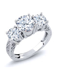 925 Sterling Silver White Topaz 3-Stone Ring O573908