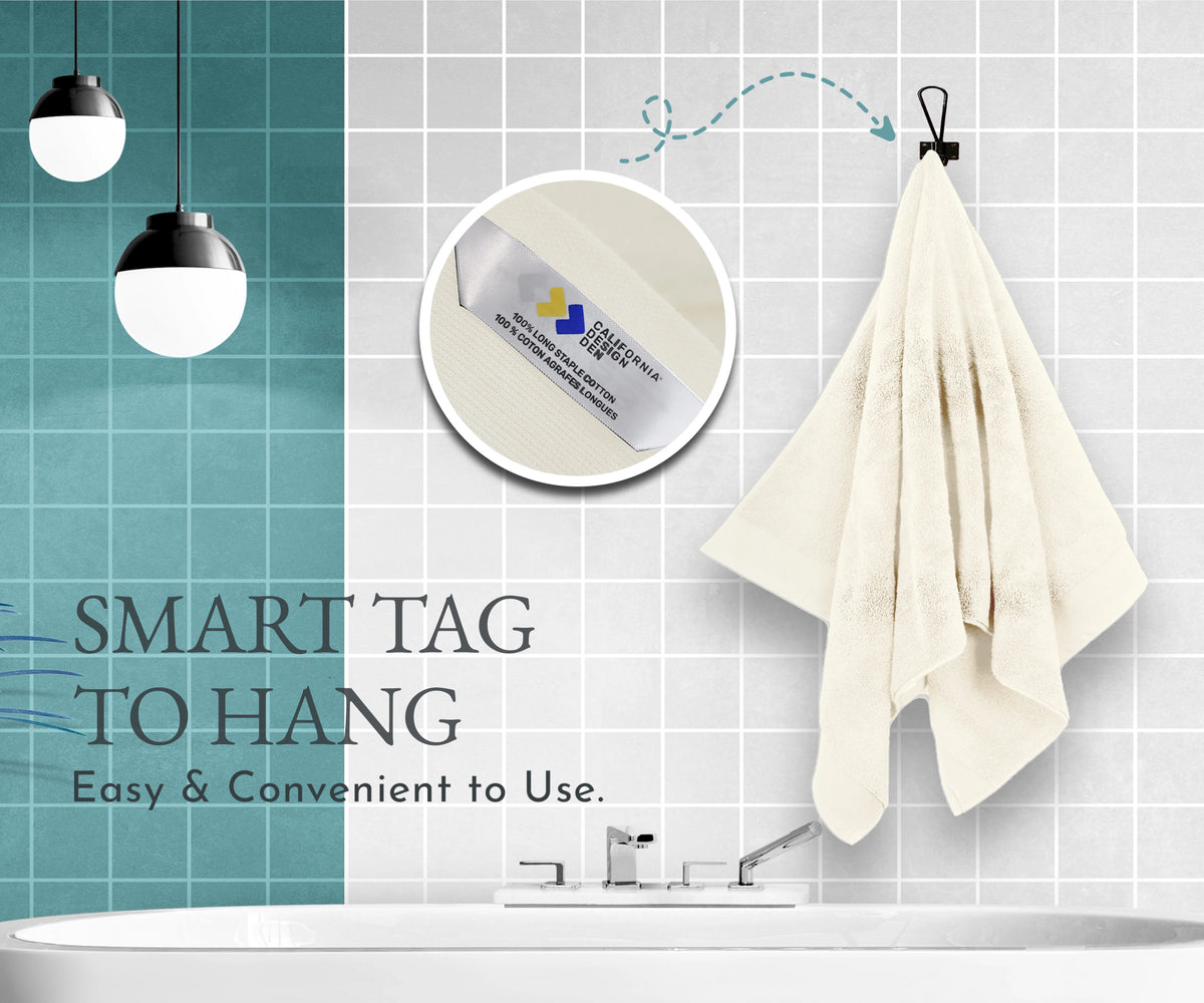 100% Cotton Bath Towel Set - 1 Bath Towel, 1 Hand Towel, 1 Wash Cloth (Ivory) Y159