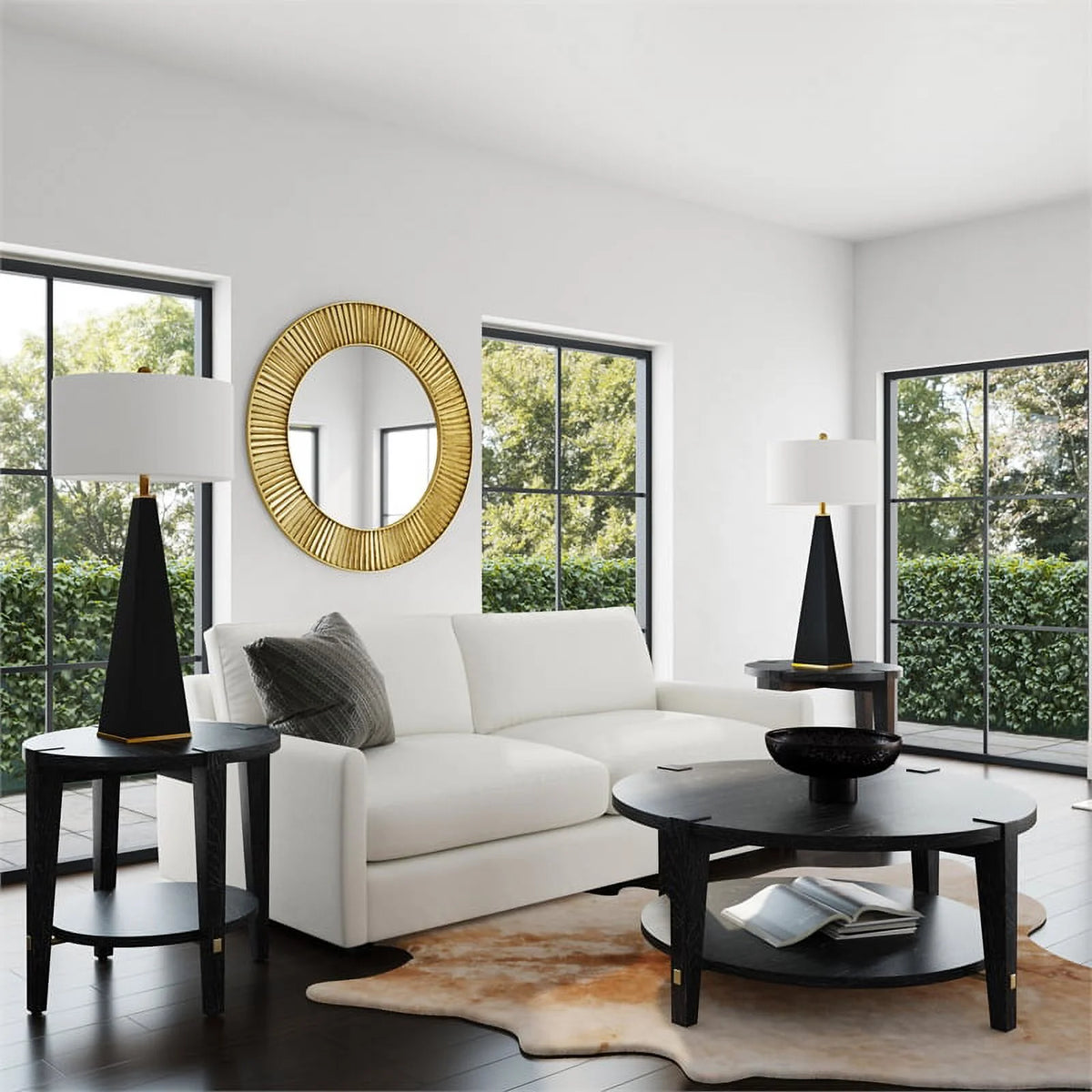 Round End Table in Black Wood H90446