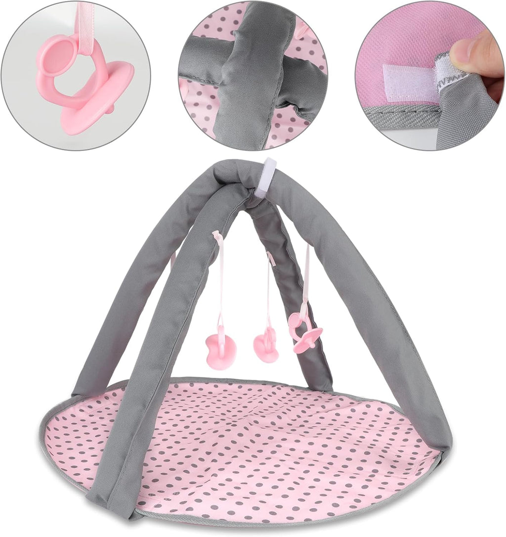 Baby Doll Stroller Crib Bed Nursery Role Play Set with Accessories and Play Mat O9834