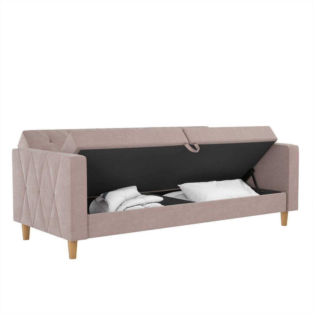 Blush Velvet Futon with Storage G963