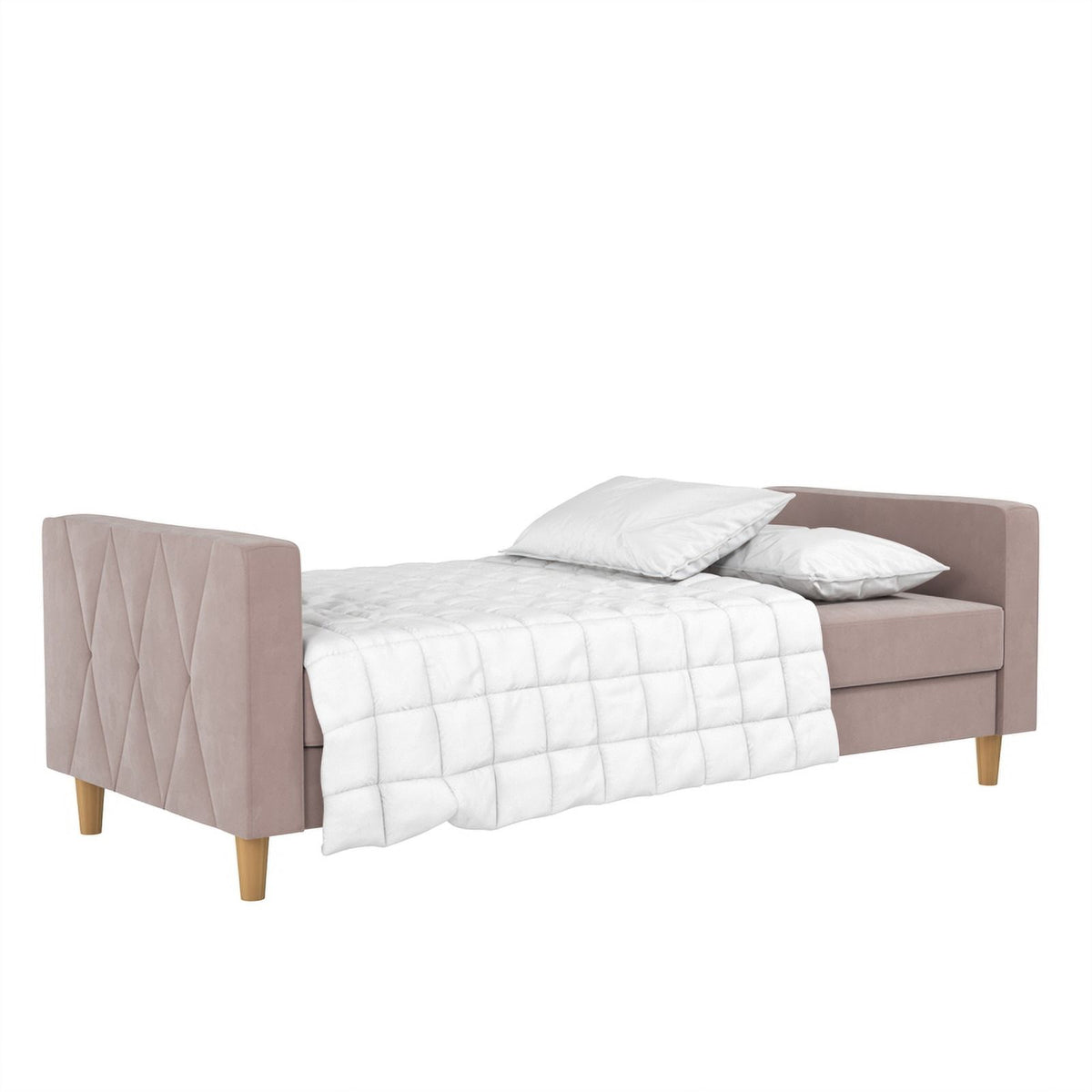Blush Velvet Futon with Storage G963