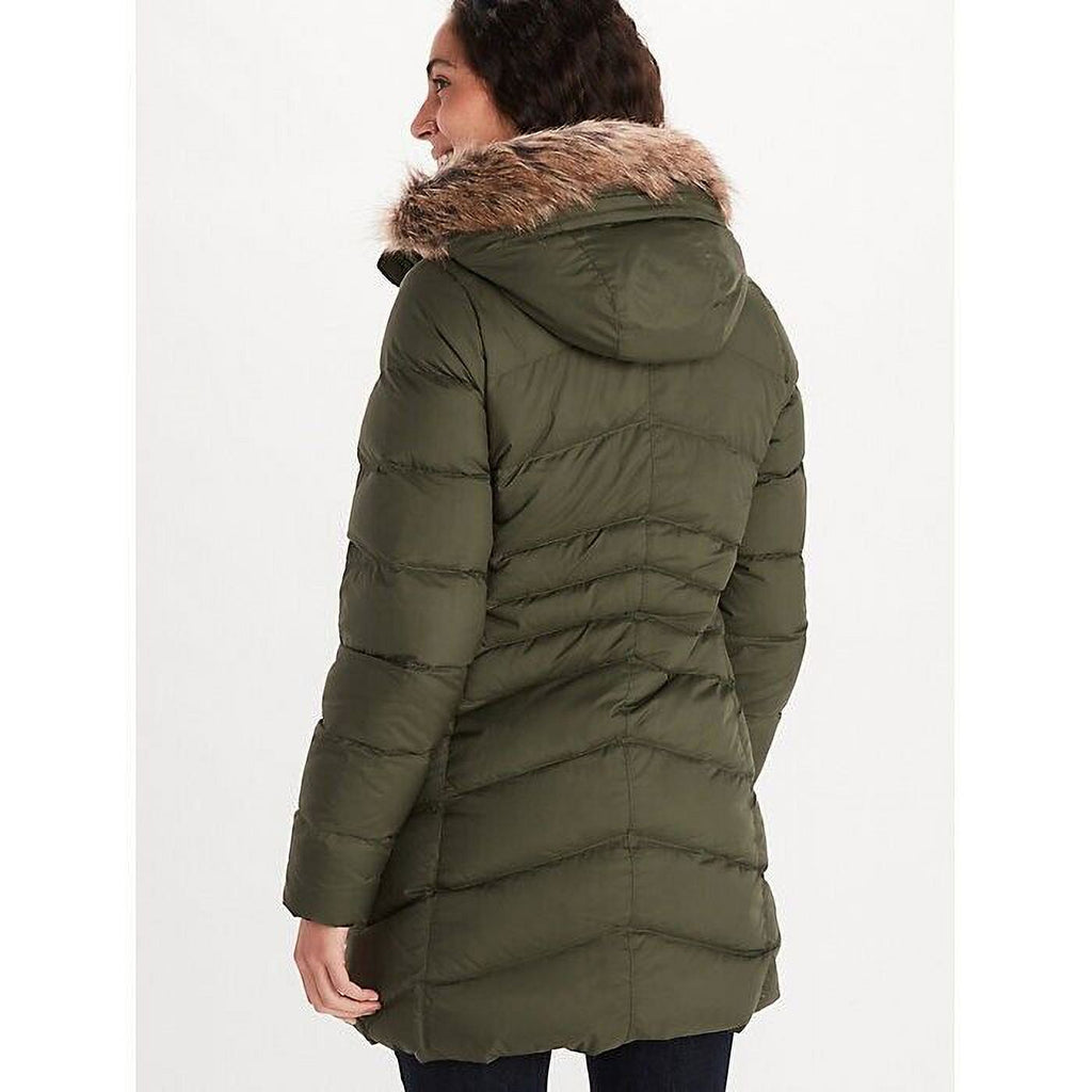 Olive Green Hooded Faux-Fur-Trim Coat Size XL Y57045
