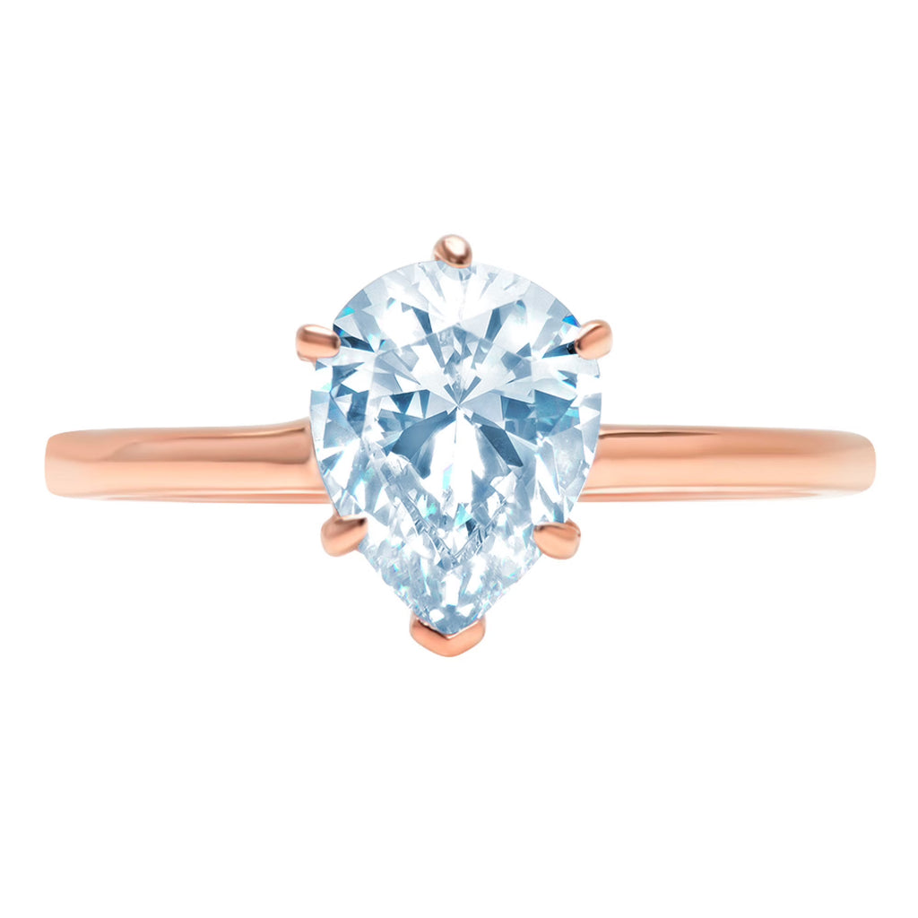 Pear Cut Blue Simulated Diamond 18k Rose Gold Ring Size 10.5 N393200