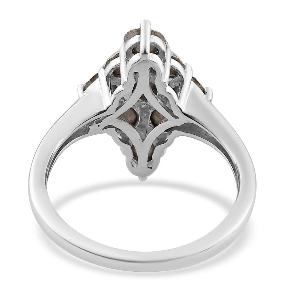 White Crystal Round 925 Sterling Silver Platinum Plated Cluster Ring Size 9 K778