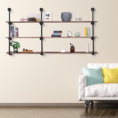 2Pack of 4 Tier Industrial Iron Pipe Wall Shelf G3233
