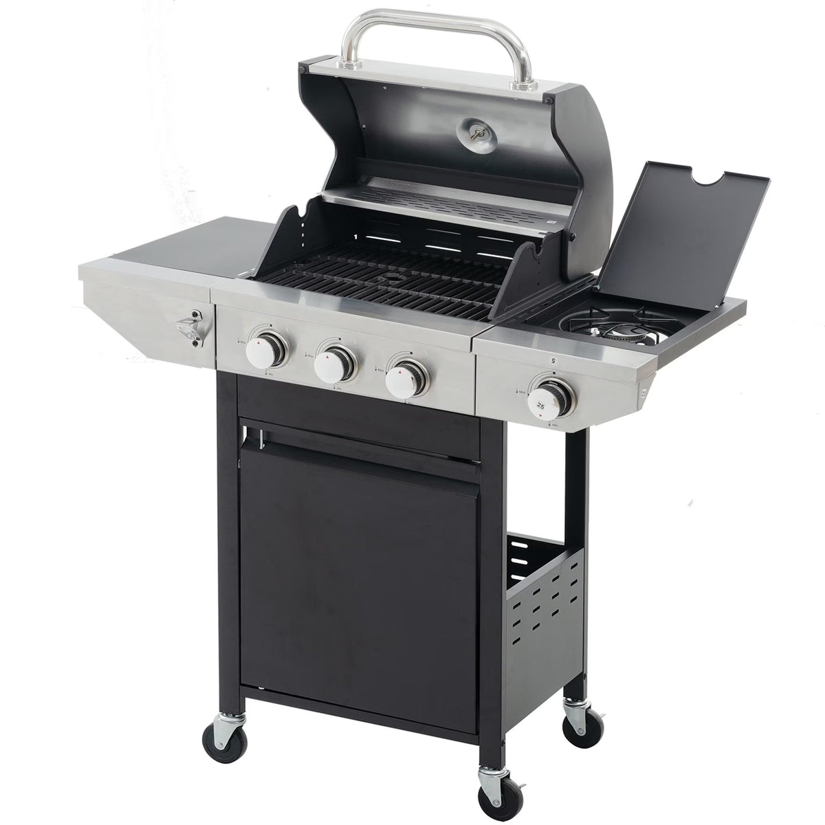 3-Burner Stainless Steel Propane Gas Grill with Side Burner Y828