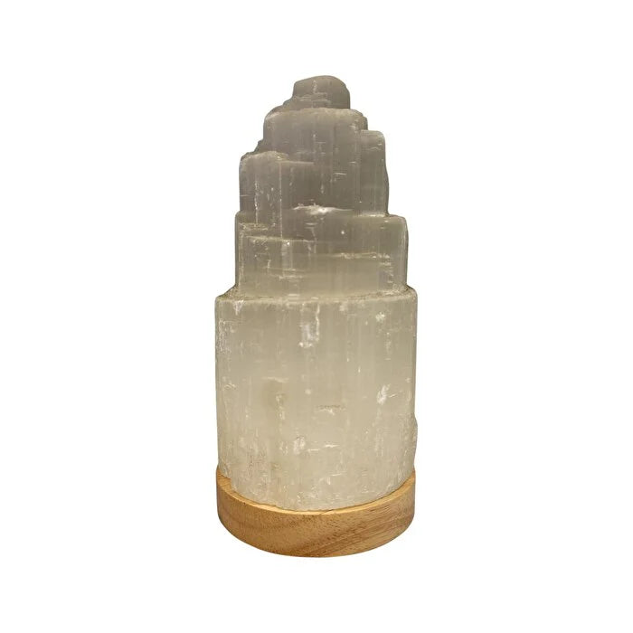 Selenite Lamp Mountain with LED Base 20cm P252