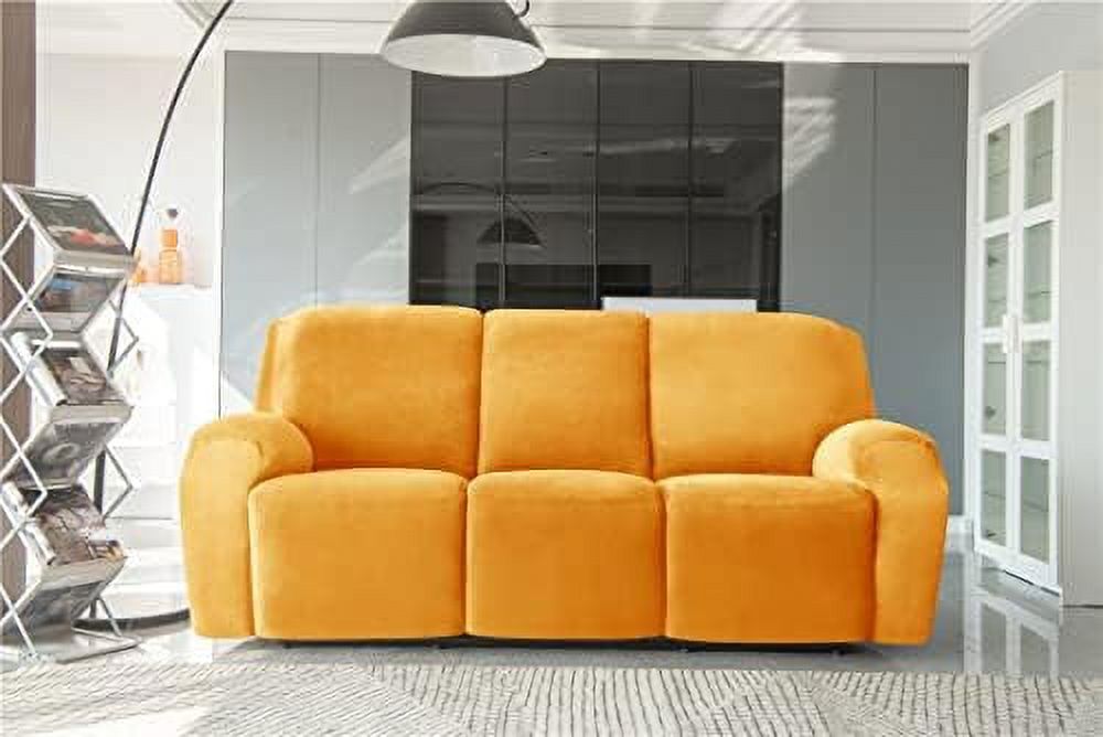 Velvet Recliner Sofa Slipcover 8 Pieces with Side Pocket W918