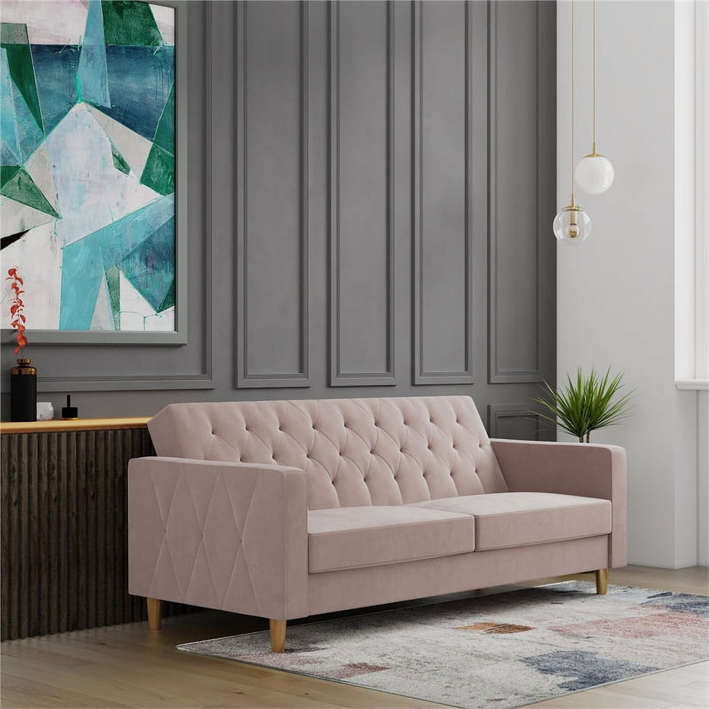 Blush Velvet Futon with Storage G963