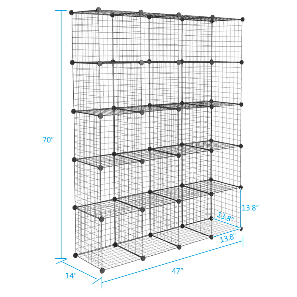 20-Cube Wire Cube Storage Shelves Modular Organizer Bookcase L45258