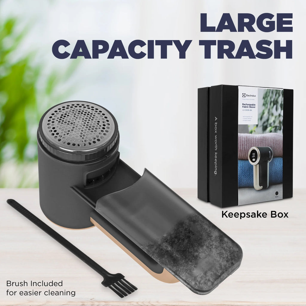 Black Rechargeable Fabric Shaver & Lint Remover with LED Display, 3-Speed X16646
