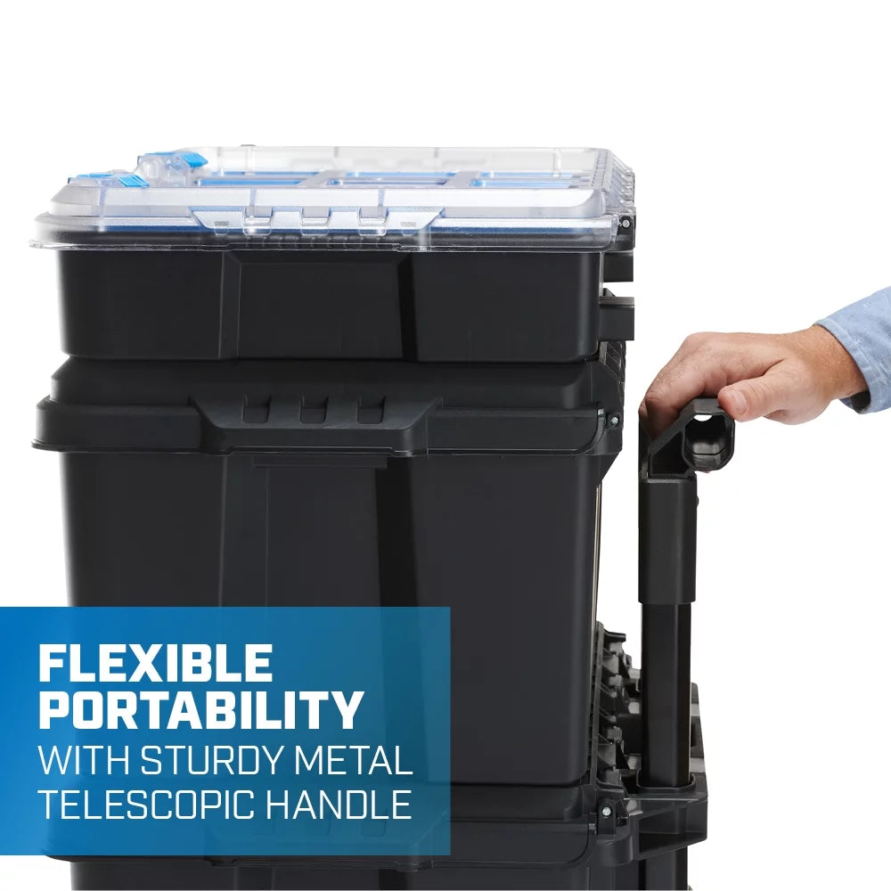 3 Piece Resin Plastic Modular Toolbox System I765611