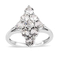 White Crystal Round 925 Sterling Silver Platinum Plated Cluster Ring Size 9 K778