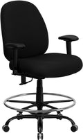 Black Fabric Drafting Chair With Arms Q2038