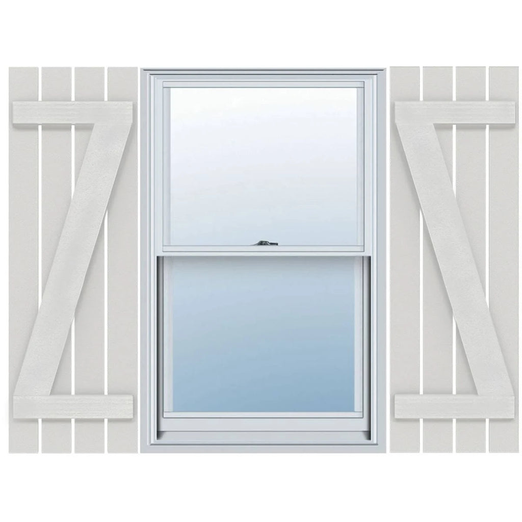 Rustic Four Board Spaced Board-n-Batten Faux Wood Shutters (Per Pair) D583210