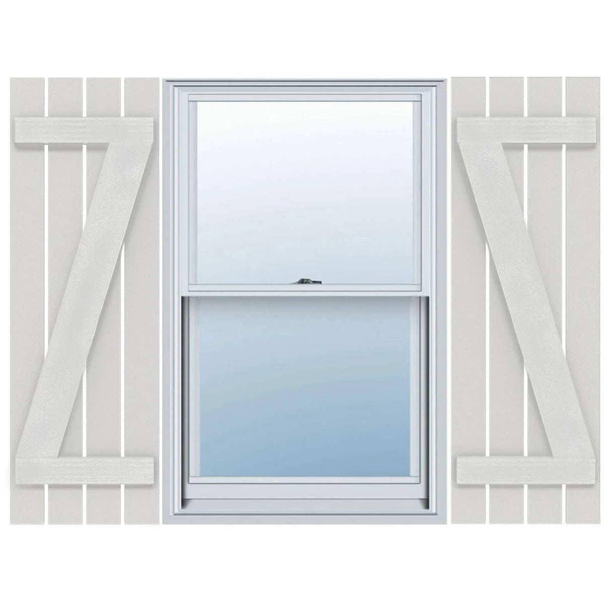 Rustic Four Board Spaced Board-n-Batten Faux Wood Shutters (Per Pair) D583210
