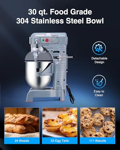 20 qt 750W 3 Speed Commercial Stand Mixer with Stainless Steel Bowl O44689