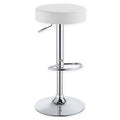 Faux Leather Adjustable Bar Stool in White Y35964