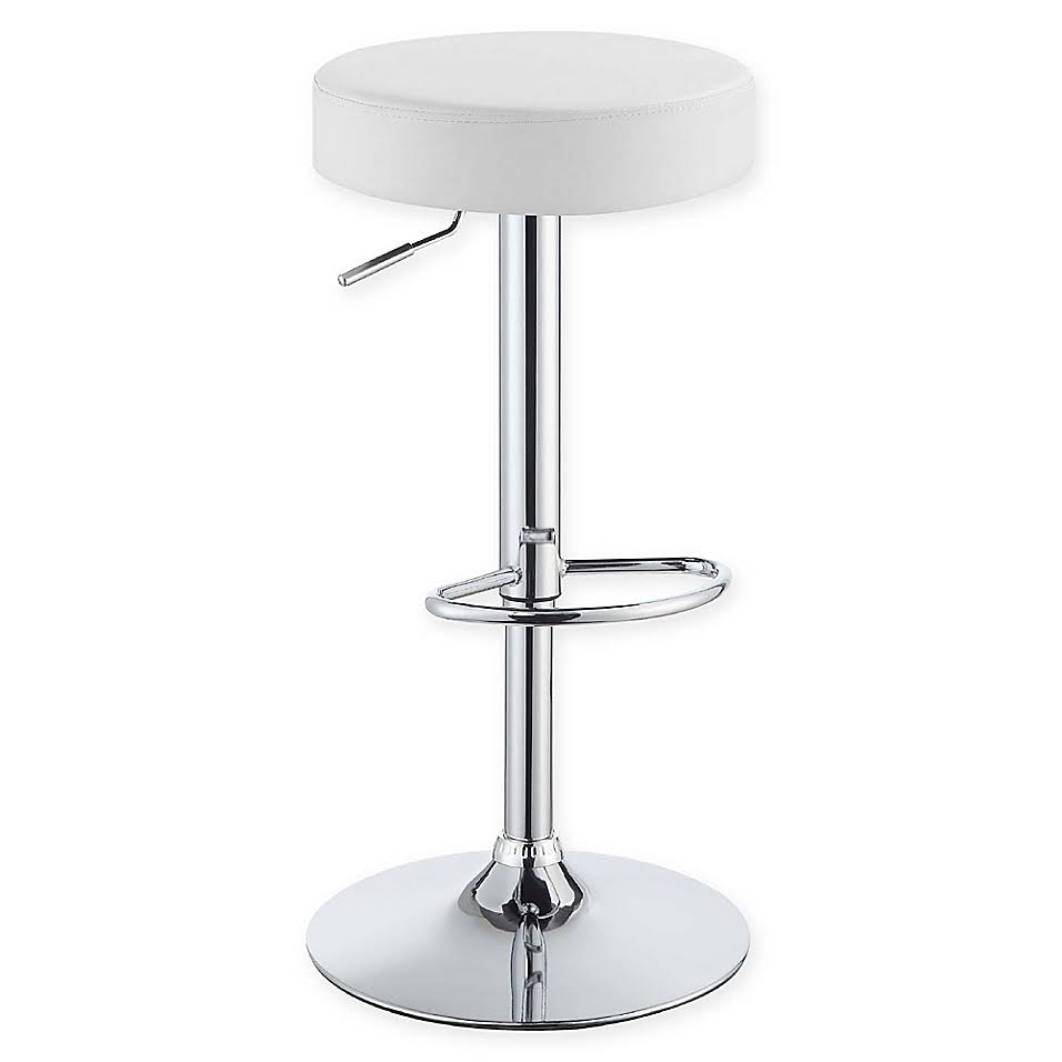 Faux Leather Adjustable Bar Stool in White Y35964