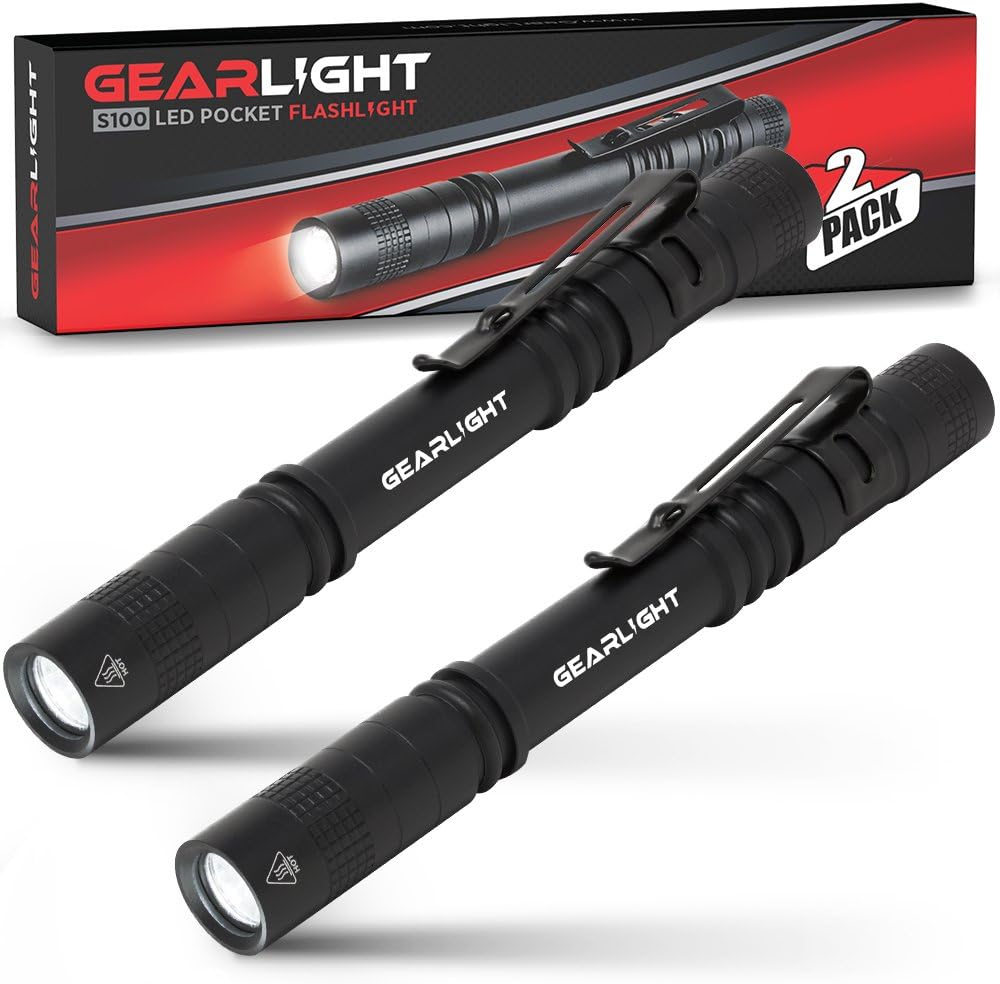 2 Small LED Pocket Flashlights with Clip M74745