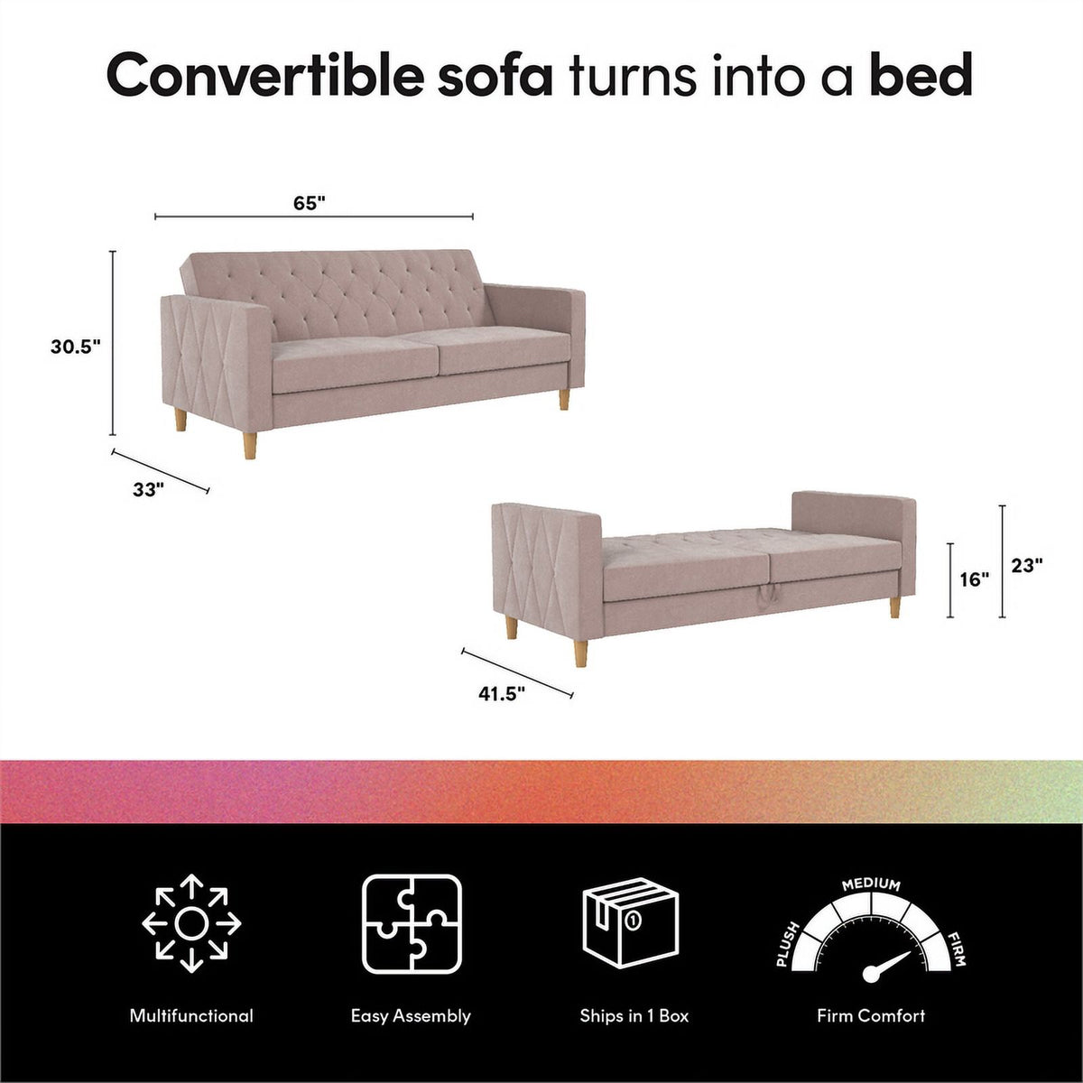 Blush Velvet Futon with Storage G963