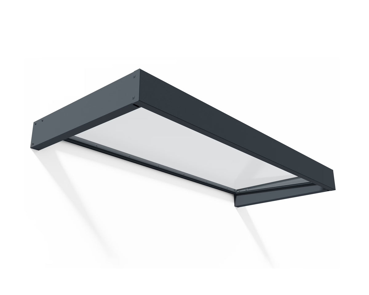 Gray and Clear Stationary Door Awning D6306