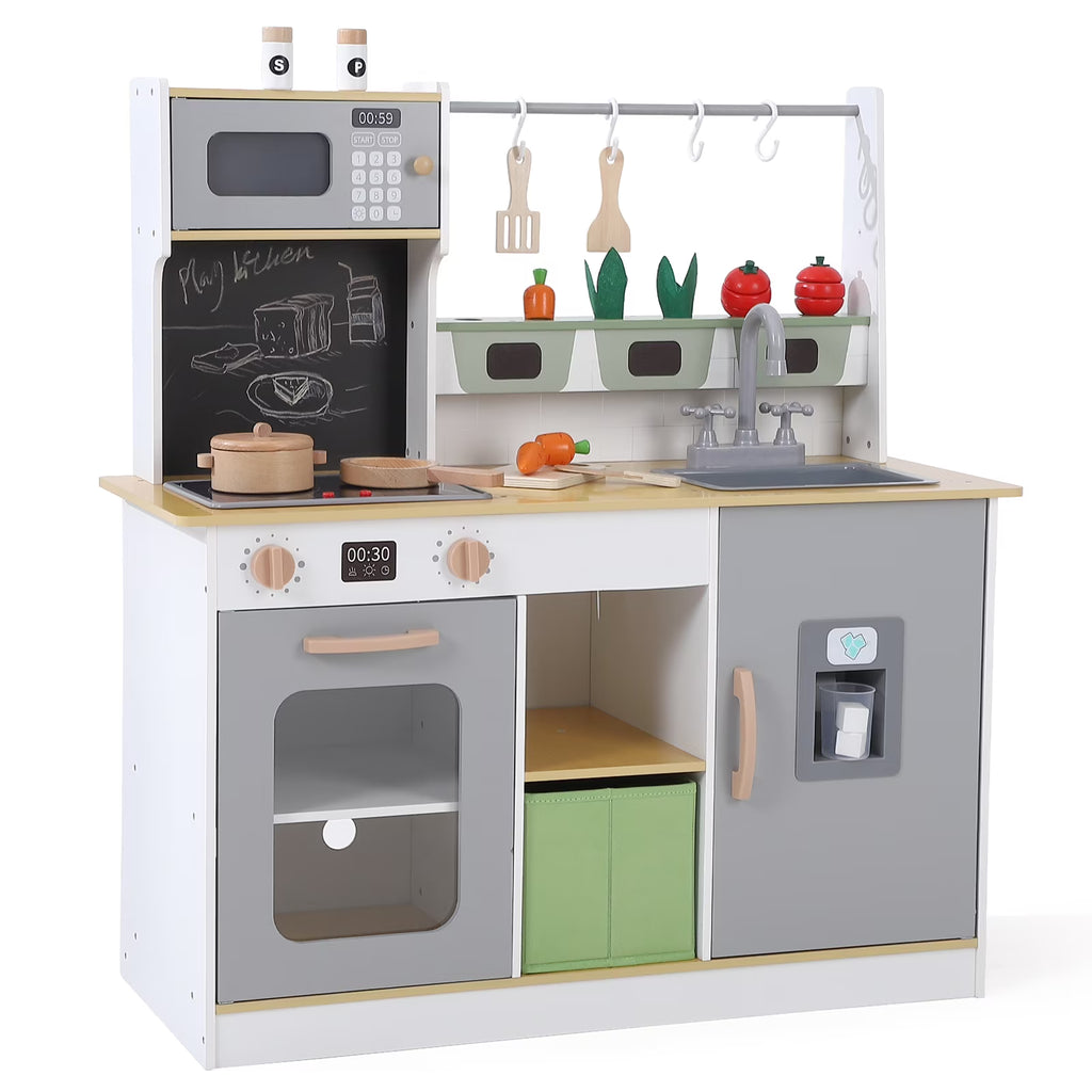 Kids Wooden Kitchen Toy Set with Cookware Accessories Q149030