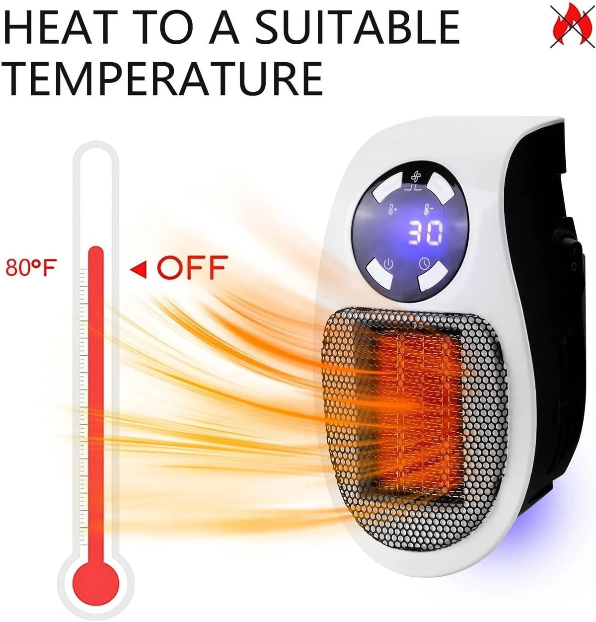 500W Smart Space Electric Fan Heater with Adjustable Thermostat and Timer D5733