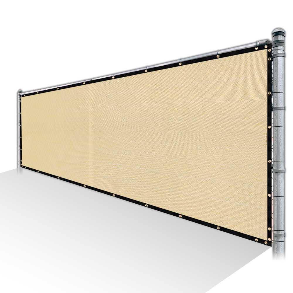Beige HDPE Privacy Fence Screen with Reinforced Grommets D85861
