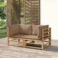 Patio Corner Sofas with Taupe Cushions 2 pcs Bamboo B259160