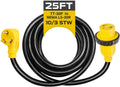 30 Amp RV Extension Cord 25 Ft 10/3 STW TT-30P to NEMA L5-30R 125v Power Cord Pack of 2 L658