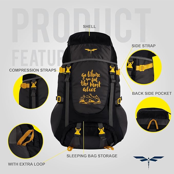 Black 65 Litres Travel Backpack C151097