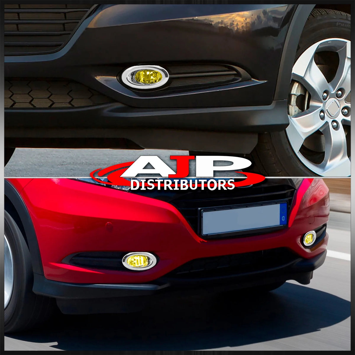 Chrome Front Bumper Fog Lights Assembly with Bulbs Switch Relay Wiring Harness Kit (Yellow Lens) R71290
