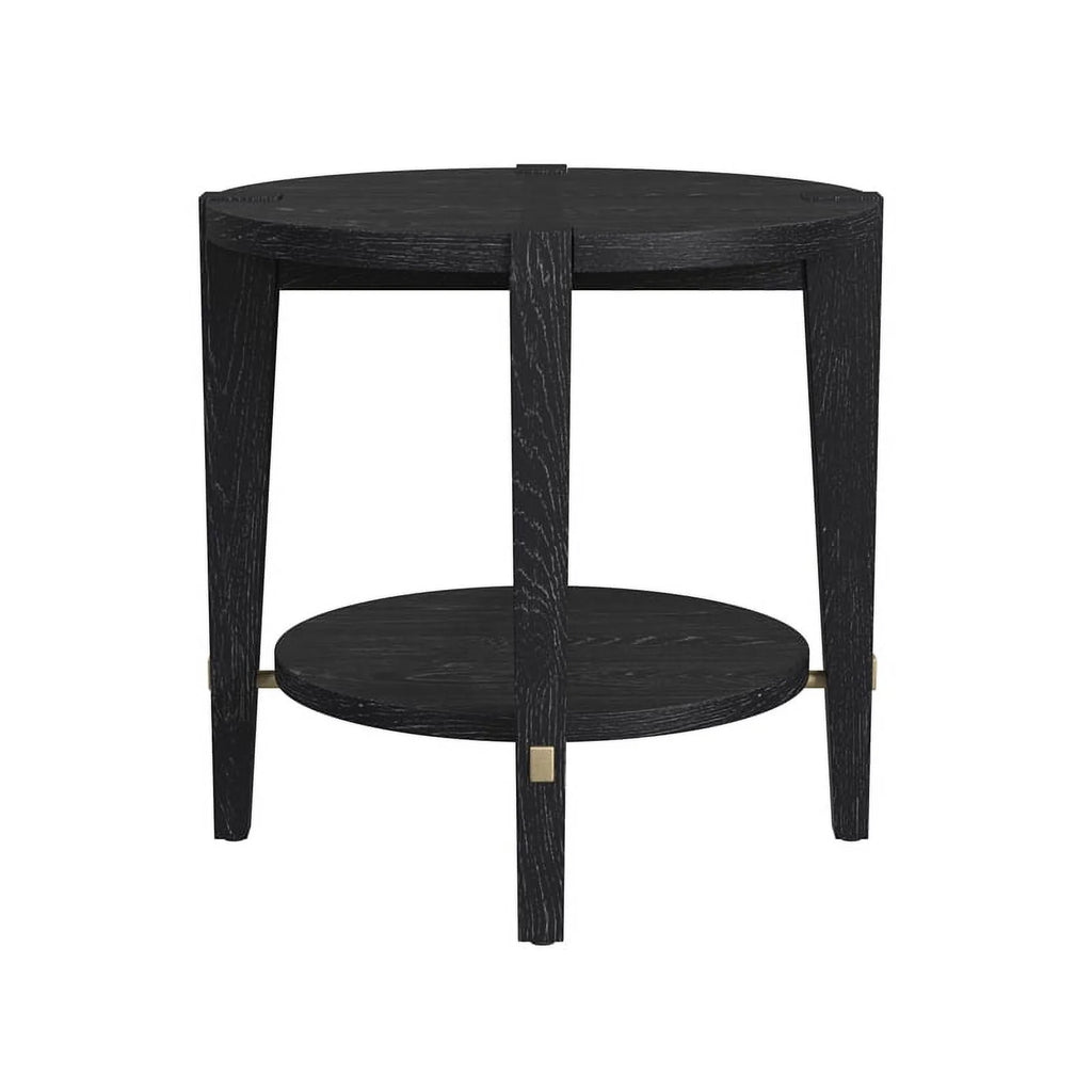 Round End Table in Black Wood H90446