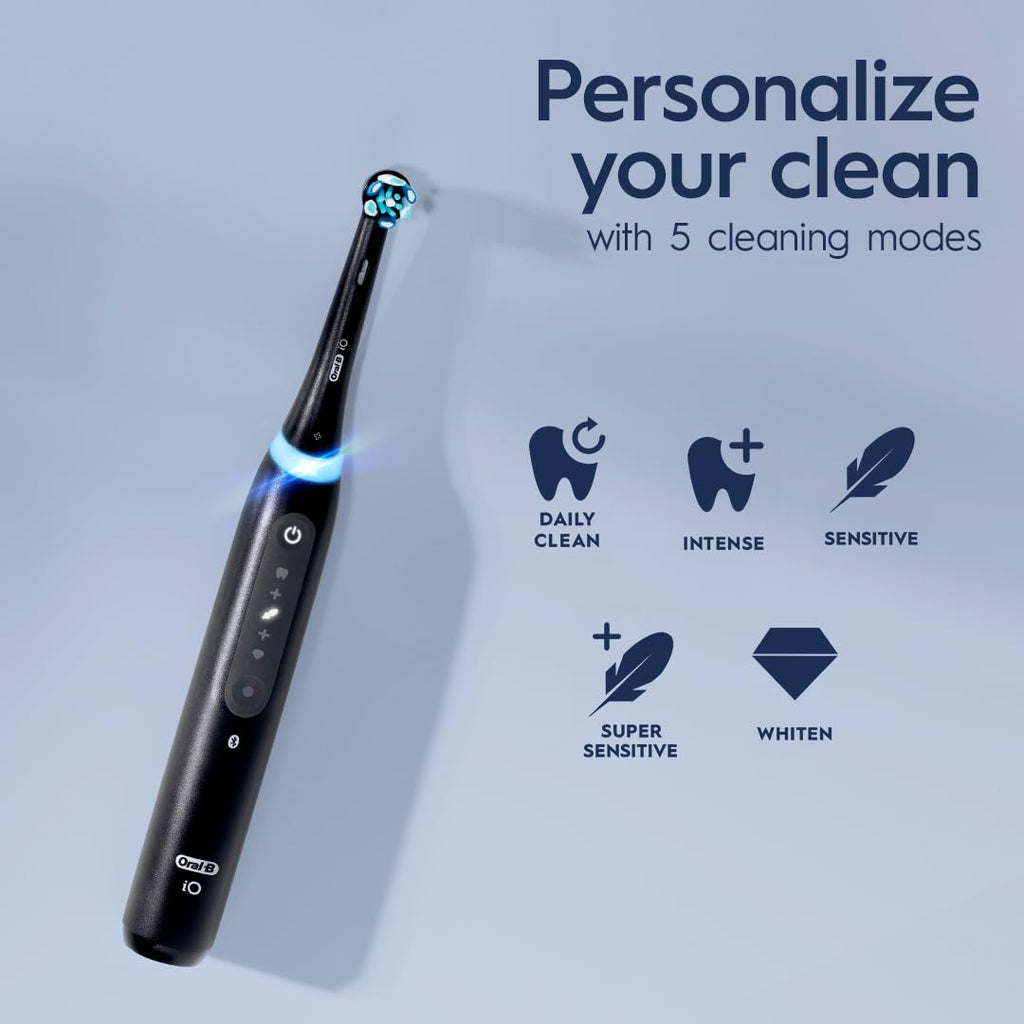 Black Rechargeable Electric Toothbrush with Visible Pressure Sensor, 2 Minute Timer, 5 Cleaning Settings, 1 Replacement Toothbrush Heads, and Travel Case C946