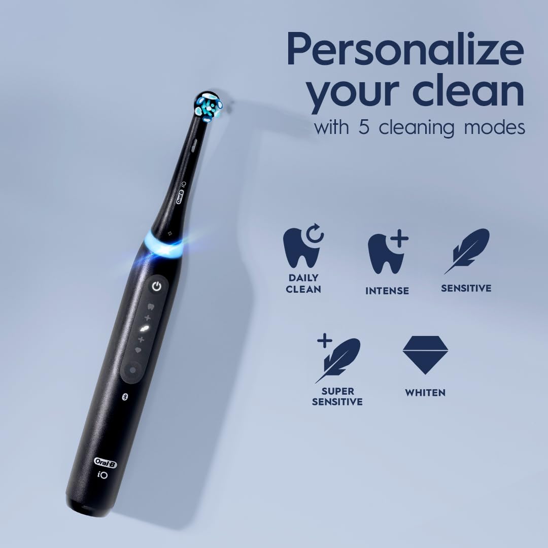 Black Rechargeable Electric Toothbrush with Visible Pressure Sensor, 2 Minute Timer, 5 Cleaning Settings, 1 Replacement Toothbrush Heads, and Travel Case C946