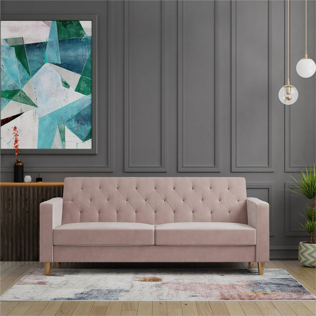 Blush Velvet Futon with Storage G963