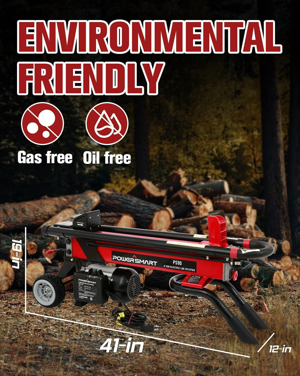 6-Ton Electric Log Splitter with Steel Wedge D219
