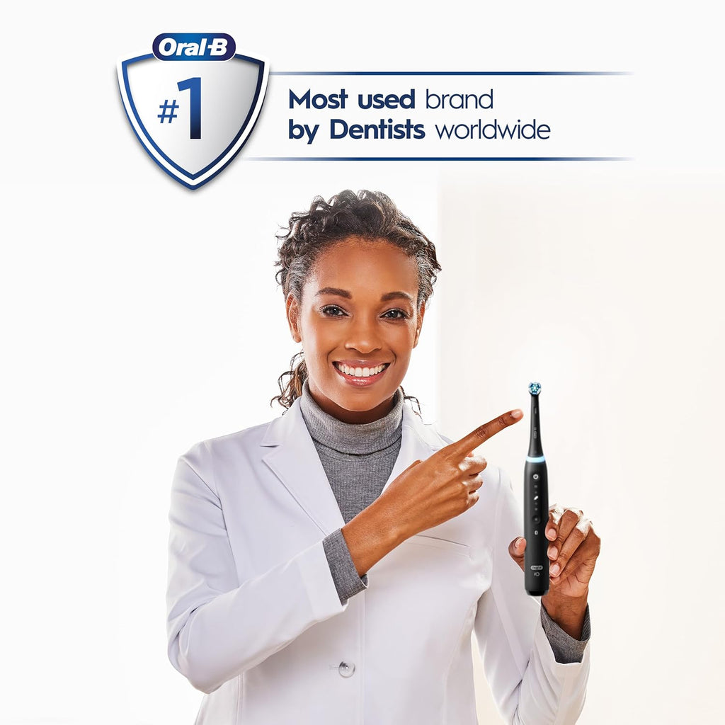 Black Rechargeable Electric Toothbrush with Visible Pressure Sensor, 2 Minute Timer, 5 Cleaning Settings, 1 Replacement Toothbrush Heads, and Travel Case C946