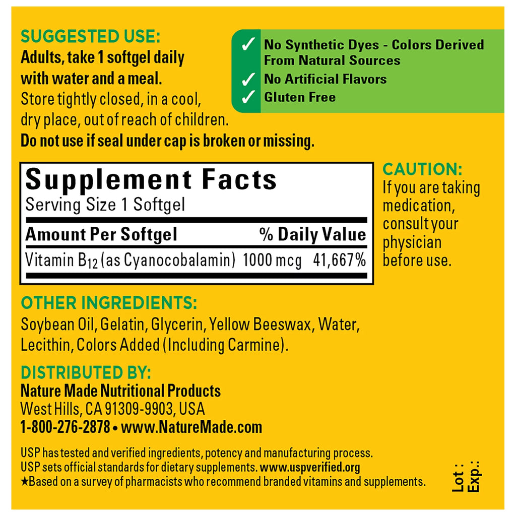 Vitamin B12 1000 mcg Softgels, 310 Count O21709