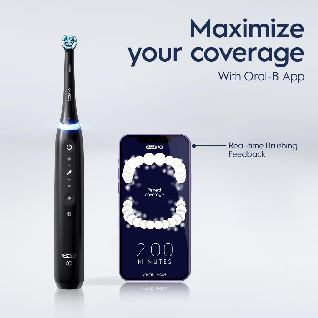 Black Rechargeable Electric Toothbrush with Visible Pressure Sensor, 2 Minute Timer, 5 Cleaning Settings, 1 Replacement Toothbrush Heads, and Travel Case C946
