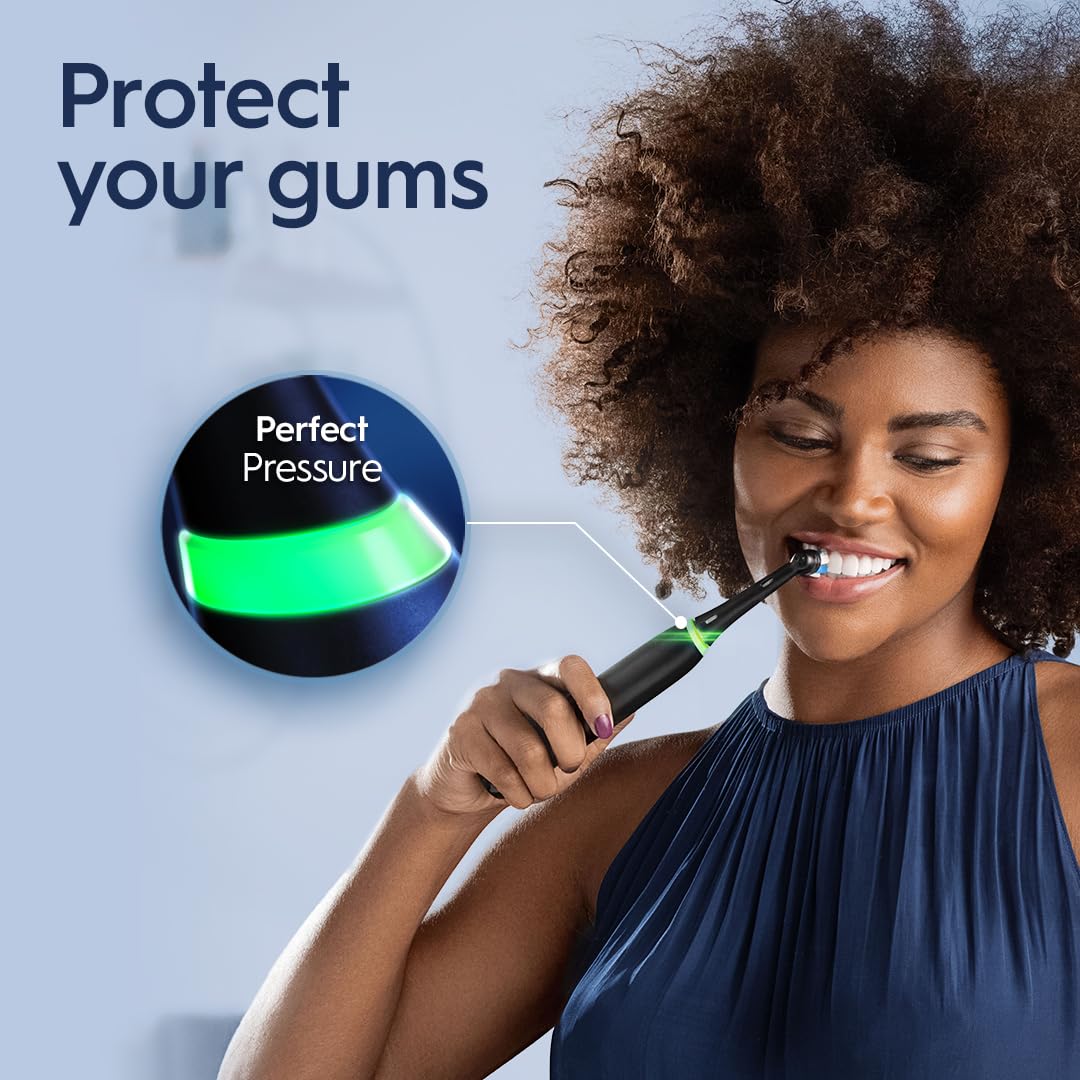 Black Rechargeable Electric Toothbrush with Visible Pressure Sensor, 2 Minute Timer, 5 Cleaning Settings, 1 Replacement Toothbrush Heads, and Travel Case C946