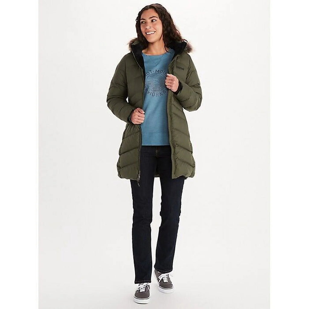 Olive Green Hooded Faux-Fur-Trim Coat Size XL Y57045