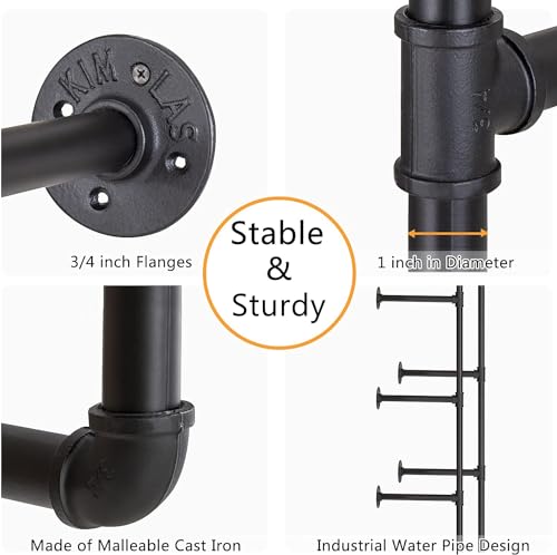 2Pack of 4 Tier Industrial Iron Pipe Wall Shelf G3233