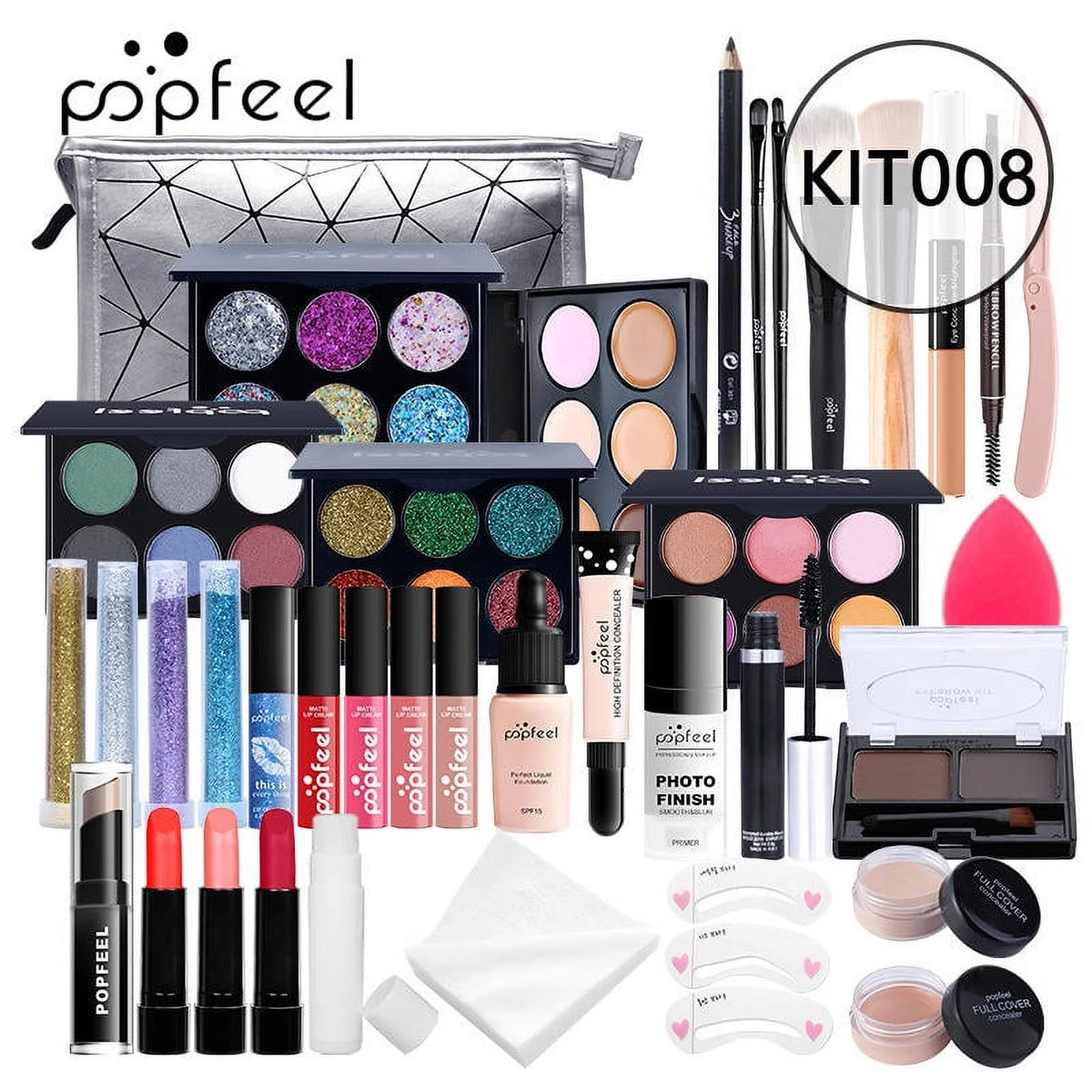 Full Facial Makeup Set with Makeup Brushes and Cosmetics Bag X20775