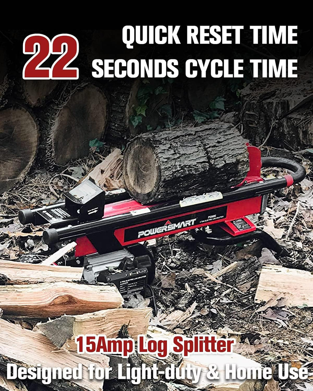 6-Ton Electric Log Splitter with Steel Wedge D219