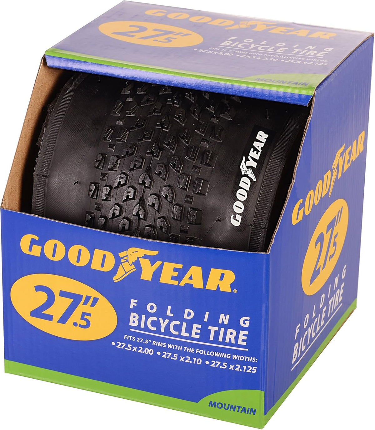 Folding Mountain Bike Tire, 27.5"/650B x 2/2.125", Black Pack of 2 N1402