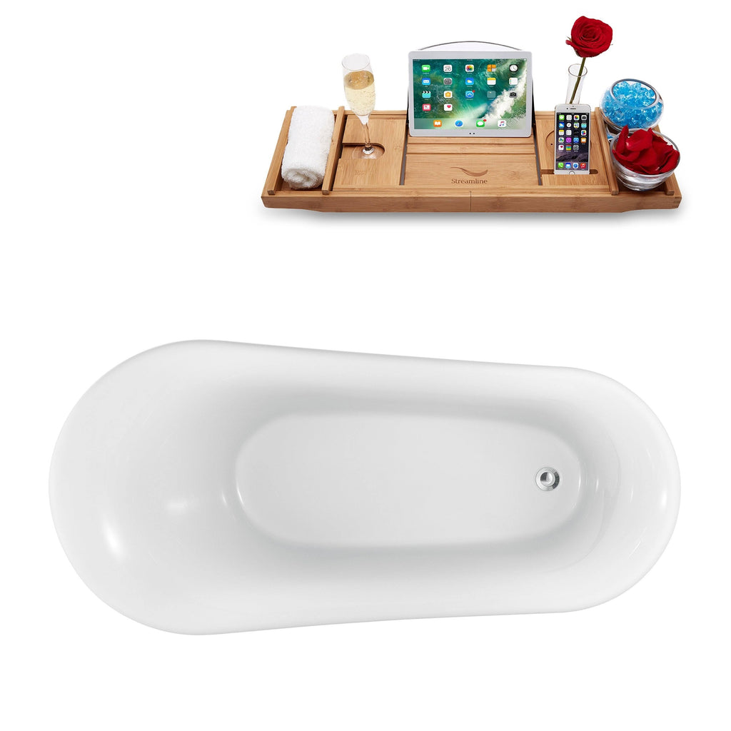 White Clawfoot Tub with External Drain B500